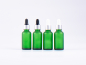 Preview: Grünglasflasche 30ml, mit Pipette silber-matt